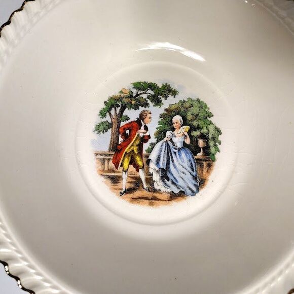 The Harker Pottery Company Courting Couple 2 Small Bowls  6" 22 Kt Gold Trim - Picture 3 of 5